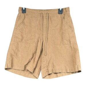 Orvis Women's XS 100% Linen Tan Drawstring Shorts Coastal Beach Summer Breezy